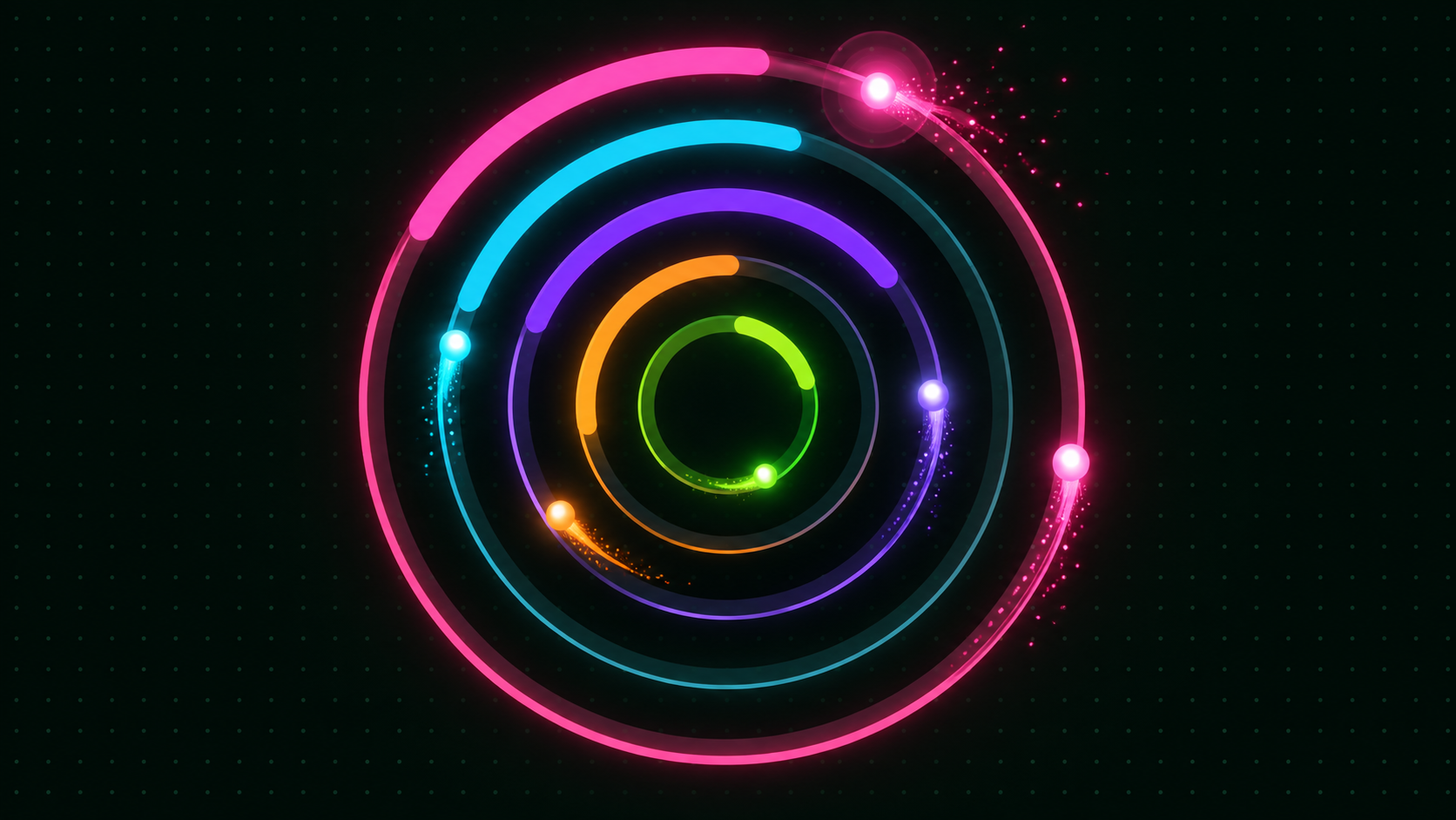 Des cercles colorés qui se remplissent avec des boules en mouvement
